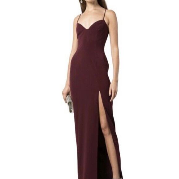Jay Godfrey Dresses & Skirts - NEW Jay Godfrey Harrah Side Slit Maxi Dress Gown In Wine Maroon Size 8